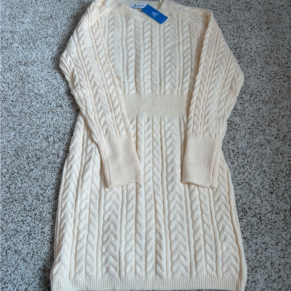 Cupshe Cream Long Sleeve Knit Dress - Picture 2 of 5